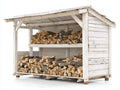 Kaminholzregal aus Holz 150x70x180 cm - Weiß - Überdachte Lagerung für Brennholz