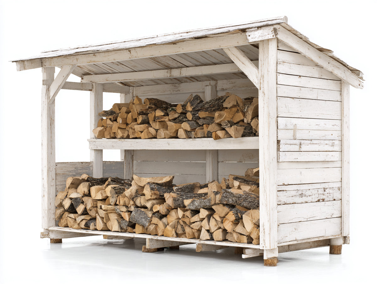 Kaminholzregal aus Holz 150x70x180 cm - Weiß - Überdachte Lagerung für Brennholz