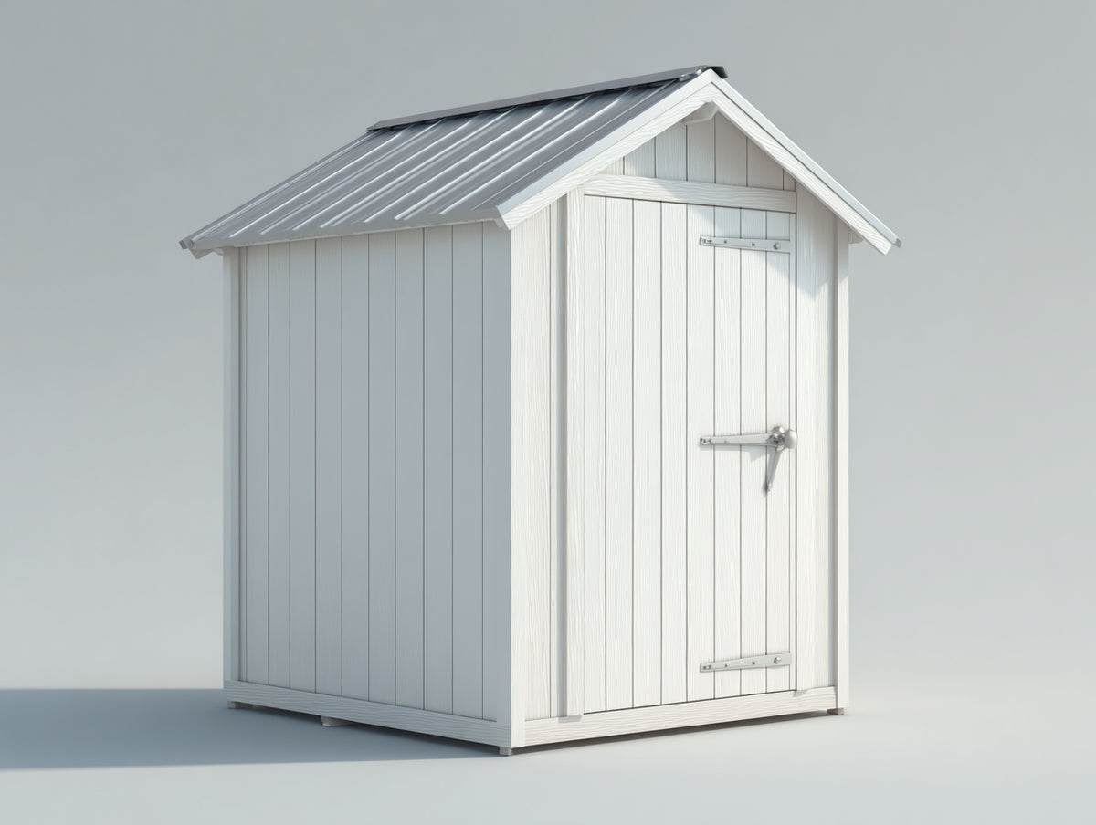 Gartenhaus aus Holz 180x140x220 cm - Weiß-Grau - mit Einzeltür und Satteldach