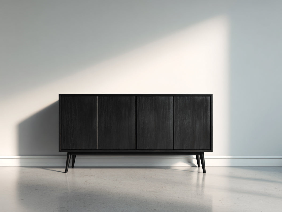 Dielenschränke Holzoptik 160x40x75 cm - Schwarz - Moderner Flurschrank mit Stauraum