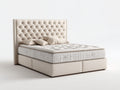 Doppelbett mit Stoffbezug 215x200x145 cm Beige mit Chesterfield-Kopfteil und Boxspring-Optik