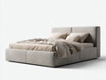Doppelbett Polsterbett 220x200x90 cm - Beige - Modernes Bettgestell mit hohem Kopfteil