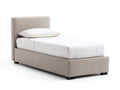 Einzelbett aus Stoff mit 213 x 98 x 102 cm - Beige gepolsterter Bezug mit modernem Kopfteil - Elegantes Design für Schlafzimmer
