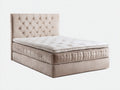 Doppelbett aus Stoff mit 220 x 220 x 130 cm - Beige gepolsterter Bezug mit dekorativem Kopfteil - Elegantes Design für Schlafzimmer