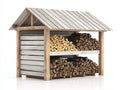 Kaminholzregal Holz 300x50x220 cm - Natur Weiß - Modernes Brennholzregal mit Überdachung