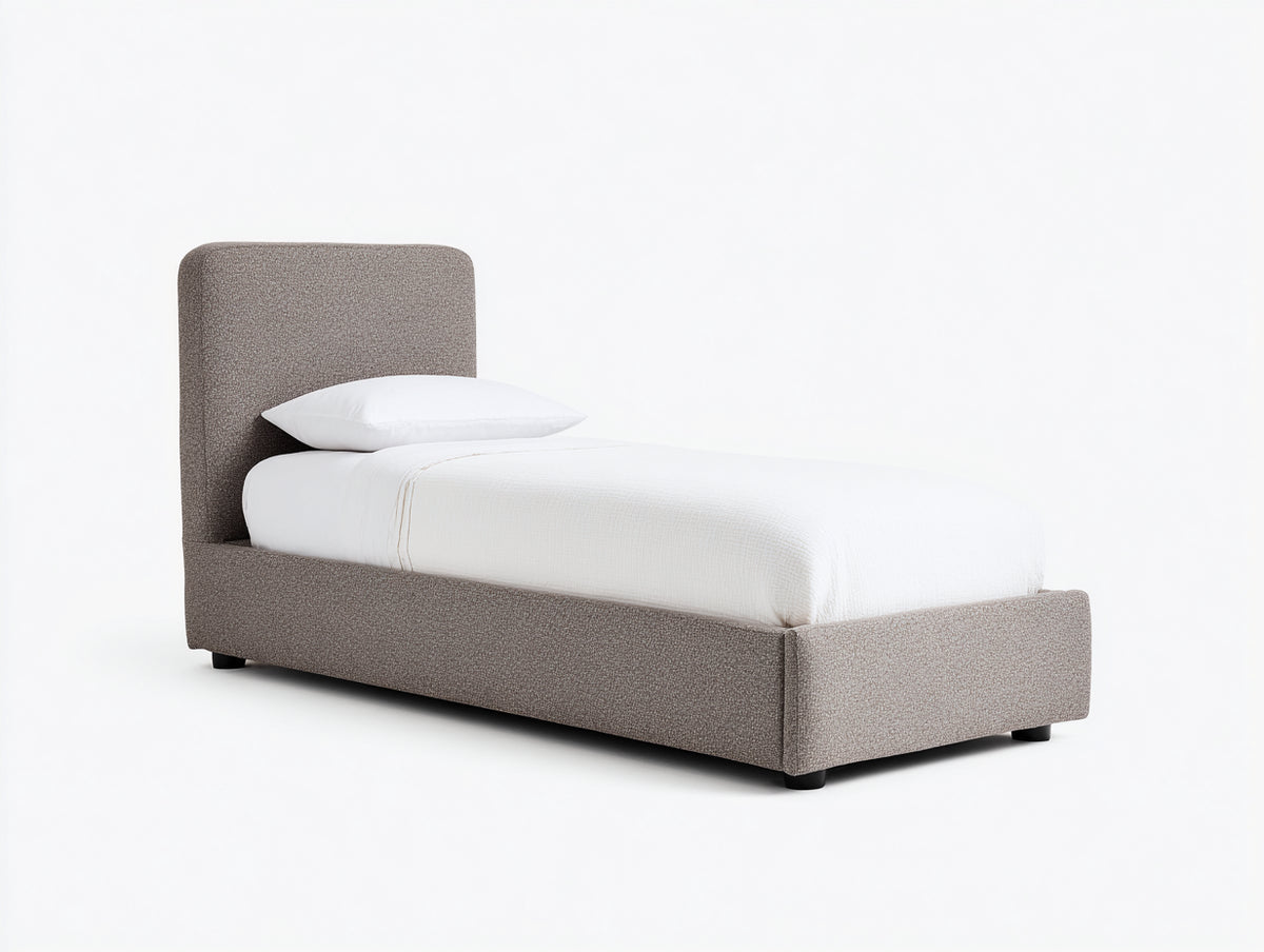 Einzelbett Polsterbett 200x100x90 cm - Taupe - Modernes Bettgestell mit hohem Kopfteil