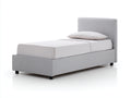Einzelbett aus Holzwerkstoff und Stoff 205x105x108 cm - Hellgrau-Schwarz - Gepolsterter Bettrahmen mit hohem Kopfteil im modernen Stil für Schlafzimmer