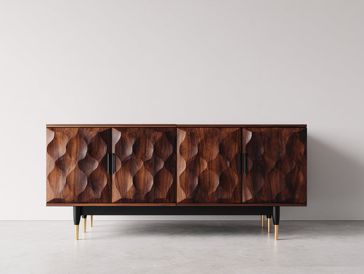 Dielenschrank aus Holzwerkstoff mit 180 x 40 x 75 cm - Dunkelbraune Oberfläche mit 4 Türen - Modernes Design für Flur und Eingangsbereich