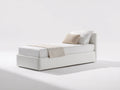 Einzelbett aus Holzwerkstoff und Kunstleder 208x106x101 cm - Weiß - Gepolsterter Bettrahmen mit kompaktem Kopfteil im minimalistischen Stil für Schlafzimmer