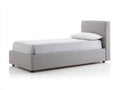 Einzelbett aus Stoff mit 213 x 98 x 102 cm - Grauer gepolsterter Bezug mit modernem Kopfteil - Komfortables Design für Schlafzimmer