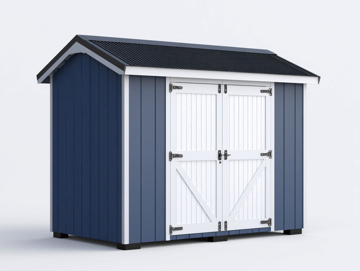 Gartenhaus aus Holz mit 300 x 200 x 220 cm - Blauweiße Oberfläche mit Doppeltür und Satteldach - Modernes Gartenhaus für Geräte und Stauraum