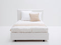 Einzelbett mit Kunstlederbezug 210x110x105 cm - Weiß - gepolstertes Kopfteil
