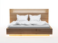 Doppelbett aus Holzwerkstoff mit 220 x 220 x 130 cm - Eichefarbene Oberfläche mit modernem Kopfteil - Gemütliches Design für Schlafzimmer