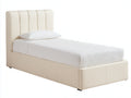 Einzelbett Polsterbett 200x100x95 cm - Beige - Modernes Bettgestell mit gepolstertem Kopfteil