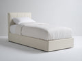 Einzelbett mit Kunstlederbezug 210x100x105 cm - Cremeweiß - gepolstertes Kopfteil